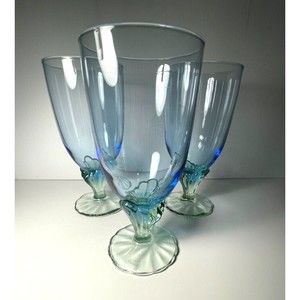 3 Bormioli Rocco Bahia Iced Tea Goblet Cooler 18 OZ Blue Green Italy Glass